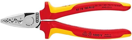 Knipex Aderendhülsenzange180mm VDE0,25-16mm2 2K Produktbild Knipex Aderendhülsenzange180mm VDE0,25-16mm2 2K