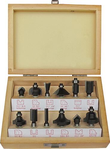 FORTIS Fräser-Satz HW 12tlg. S8 im Holzkasten Produktbild FORTIS Fräser-Satz HW 12tlg. S8 im Holzkasten