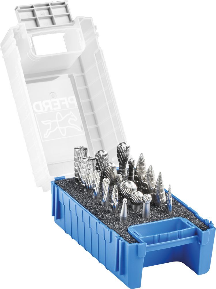 Pferd Frässtift  -Stz. HSS 3 6mm 18-tlg. Produktbild Pferd Frässtift  -Stz. HSS 3 6mm 18-tlg.