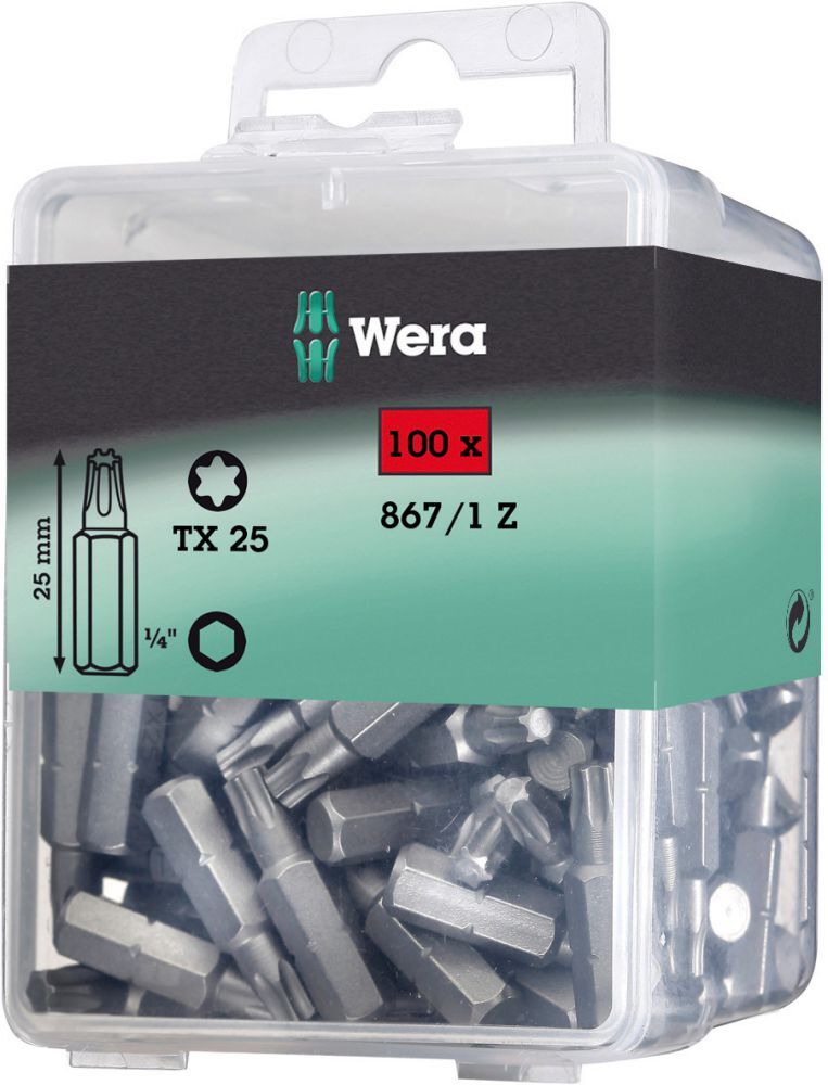 Wera Bit 1/4" DIN3126 E6,3 T30x25mm 100er Pack Wera Bit 1/4" DIN3126 E6,3 T30x25mm 100er Pack