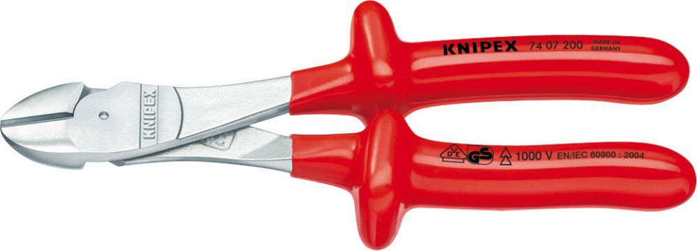 Knipex Kraft-Seitenschneider VDE250mm tauchisol. Produktbild Knipex Kraft-Seitenschneider VDE250mm tauchisol.