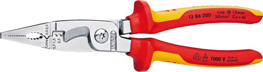 Knipex El.Installationsz.200mm verchromt VDE Produktbild Knipex El.Installationsz.200mm verchromt VDE