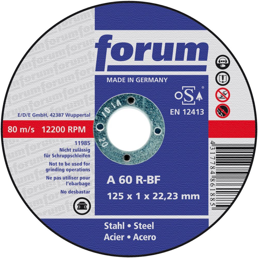 FORUM Trennscheibe für Stahl 115x1,6mm gera. FORUM Trennscheibe für Stahl 115x1,6mm gera.