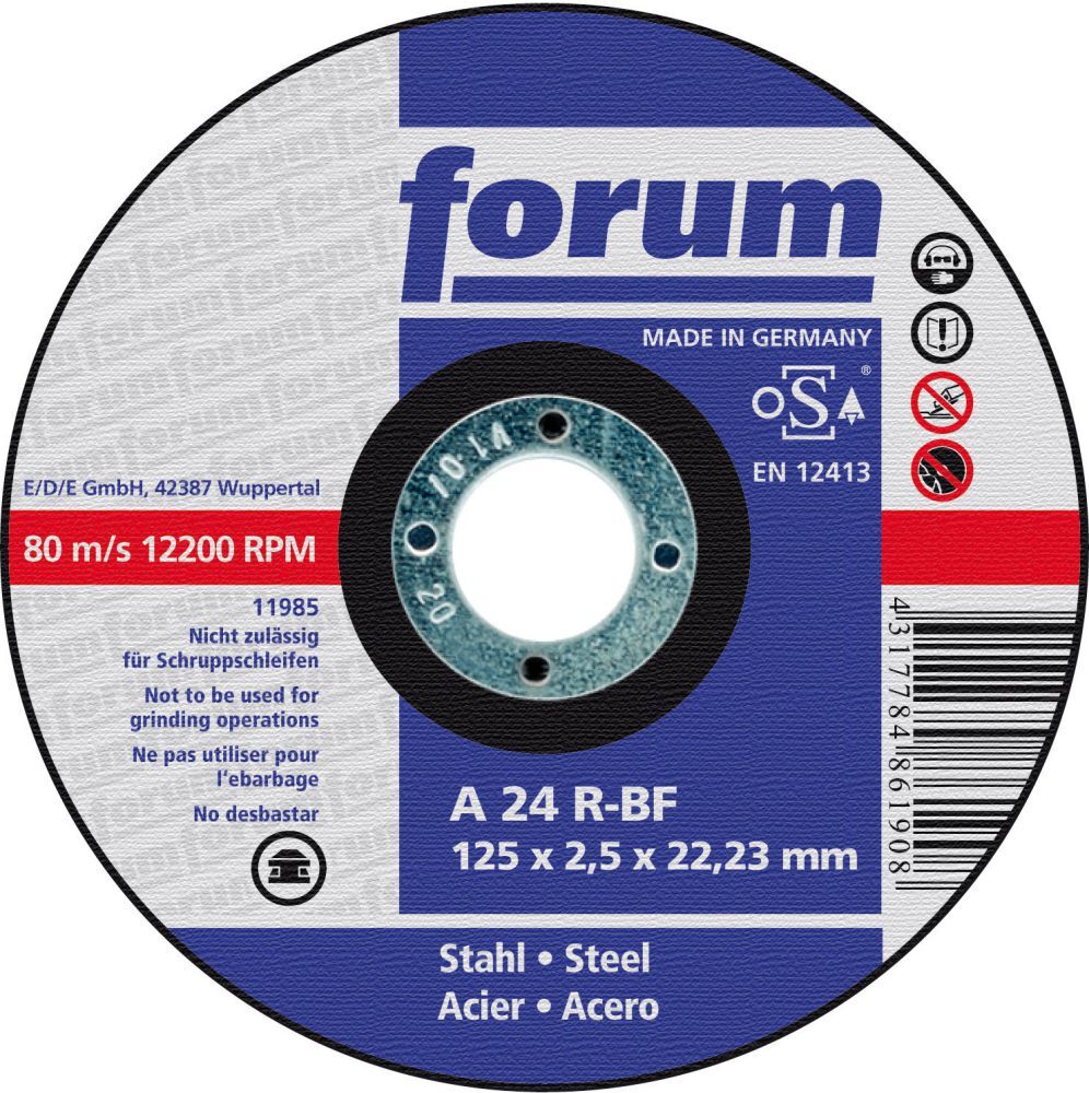 FORUM Trennscheibe für Stahl 125x2,5mm gekr. Produktbild FORUM Trennscheibe für Stahl 125x2,5mm gekr.