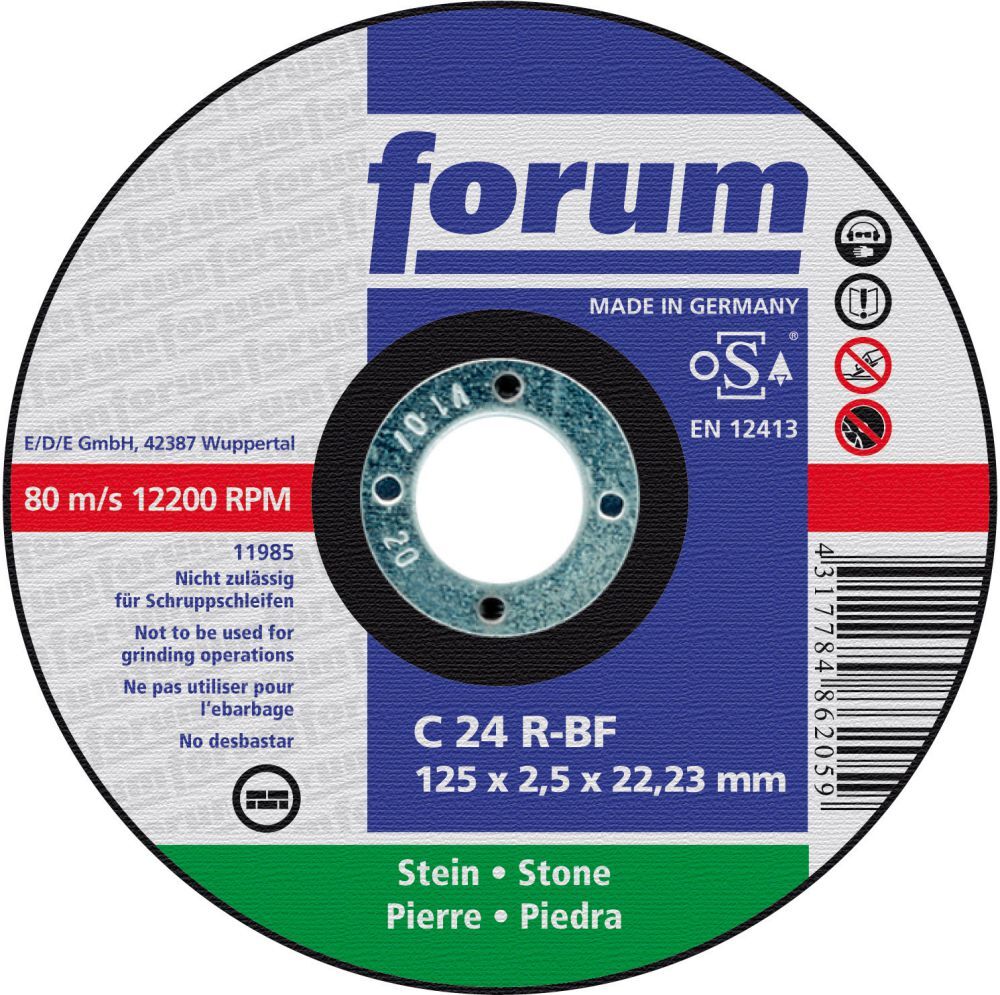 FORUM Trennscheibe für Stein 125x2,5mm gekr. Produktbild FORUM Trennscheibe für Stein 125x2,5mm gekr.