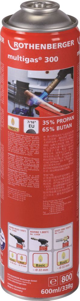 Rothenberger Gaskartusche 600ml Multigas 300 Produktbild Rothenberger Gaskartusche 600ml Multigas 300