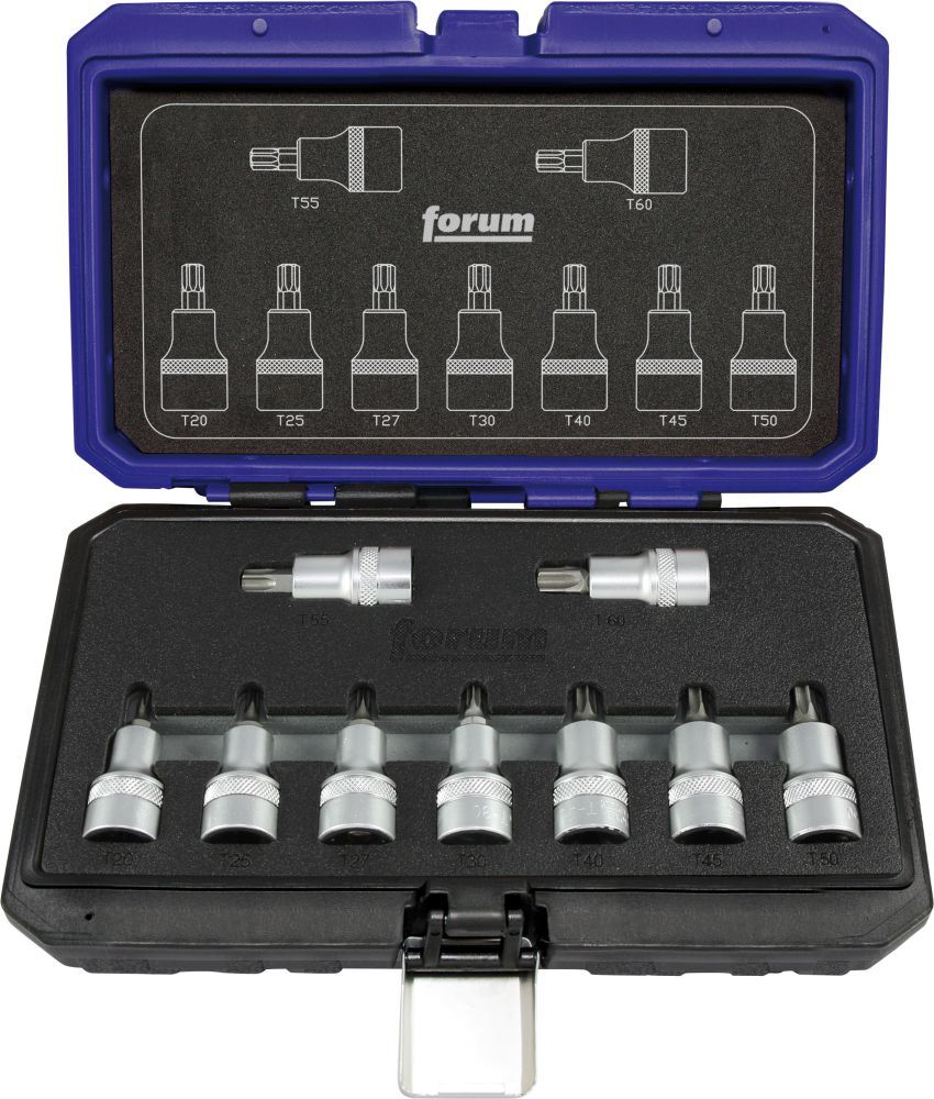 FORUM Schraubendrehereinsatz Garnitur 1/2" 9tlg. Torx Produktbild FORUM Schraubendrehereinsatz Garnitur 1/2" 9tlg. Torx