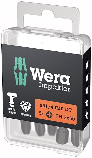 Wera Bit Impaktor Kreuzschlitz Schrauben PH 3x50 mm DIN 3126 C6,3 5er Pack Wera Bit Impaktor Kreuzschlitz Schrauben PH 3x50 mm DIN 3126 C6,3 5er Pack
