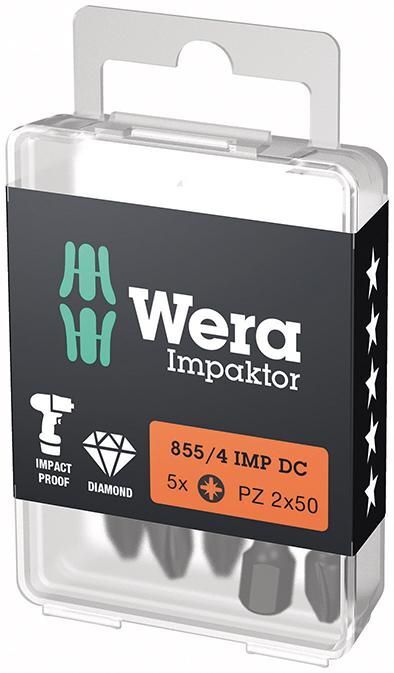 Wera Bit Impaktor Kreuzschlitz Schrauben PZ 2x50 mm DIN 3126 C6,3 5er Pack Produktbild Wera Bit Impaktor Kreuzschlitz Schrauben PZ 2x50 mm DIN 3126 C6,3 5er Pack