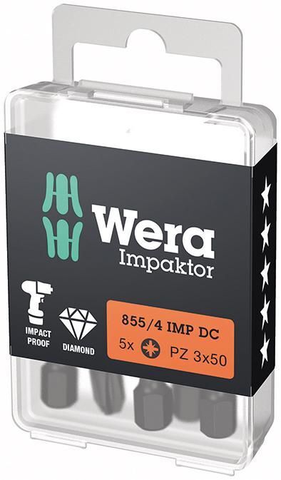 Wera Bit Impaktor Kreuzschlitz Schrauben PZ 3x50 mm DIN 3126 C6,3 5er Pack Produktbild Wera Bit Impaktor Kreuzschlitz Schrauben PZ 3x50 mm DIN 3126 C6,3 5er Pack