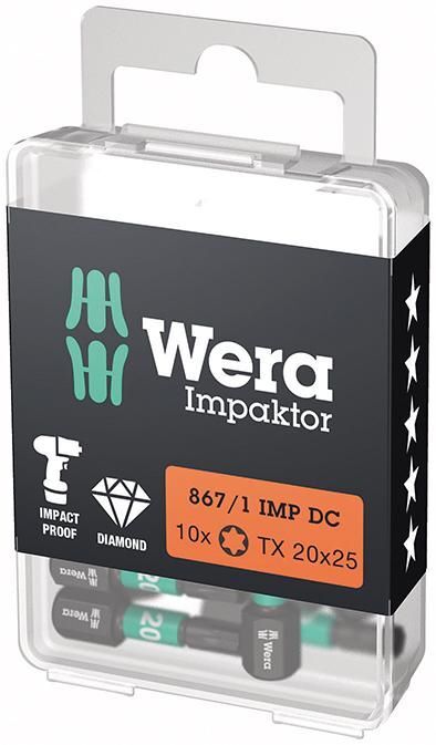 Wera Bit Impaktor Torx T20 Länge 25 mm DIN 3126 C6,3 10er Pack Produktbild Wera Bit Impaktor Torx T20 Länge 25 mm DIN 3126 C6,3 10er Pack