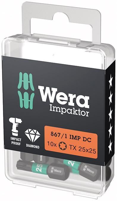 Wera Bit Impaktor Torx T25 Länge 25 mm DIN 3126 C6,3 10er Pack Produktbild Wera Bit Impaktor Torx T25 Länge 25 mm DIN 3126 C6,3 10er Pack
