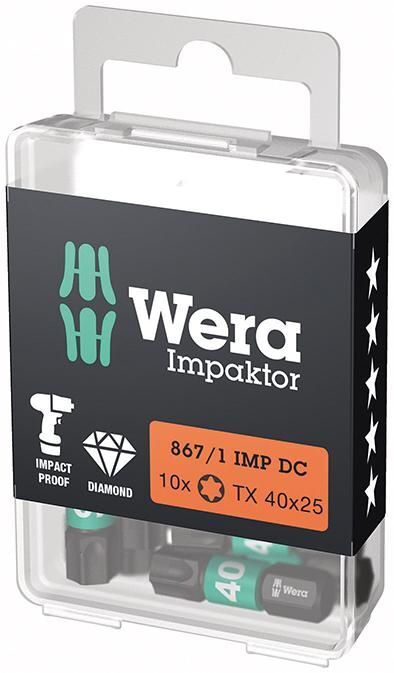 Wera Bit Impaktor Torx T40 Länge 25 mm DIN 3126 C6,3 10er Pack Produktbild Wera Bit Impaktor Torx T40 Länge 25 mm DIN 3126 C6,3 10er Pack