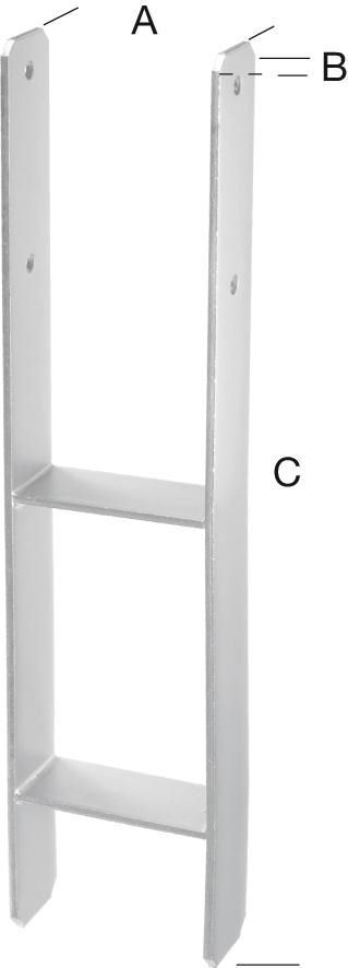 H-Pfostenträger 600x60x71 mm Materialstärke 5,0 mm Produktbild H-Pfostenträger 600x60x71 mm Materialstärke 5,0 mm