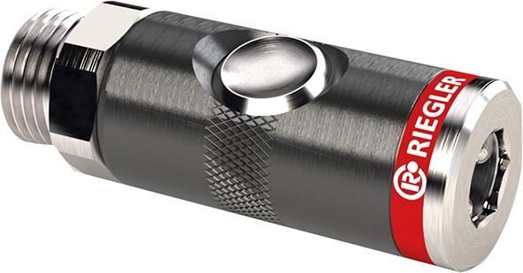 Riegler Sicherheitskupplung mit Druckkno Riegler Sicherheitskupplung mit Druckknopf drehbar NW 7,4 mm Anschlussgewinde G 1/4 Zoll