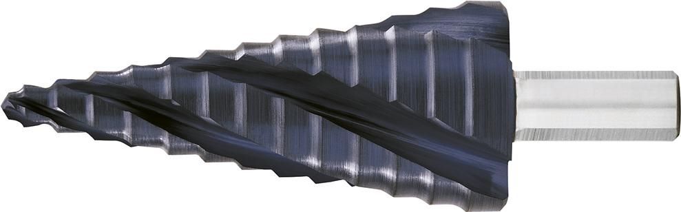Exact Stufenbohrer HSS TiAlN 4-fach Spiralnute 4-12 mm Produktbild Exact Stufenbohrer HSS TiAlN 4-fach Spiralnute 4-12 mm