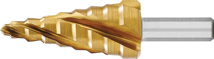 Exact Stufenbohrer HSS TiN 4-fach Spiralnute 4-20 mm Produktbild Exact Stufenbohrer HSS TiN 4-fach Spiralnute 4-20 mm