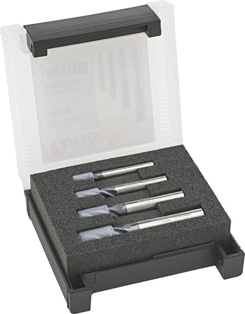 Fortis Schaftfräser Satz 4 teilig 6-12 mm VHM HPC INOX D6527 LHB Carapace Produktbild Fortis Schaftfräser Satz 4 teilig 6-12 mm VHM HPC INOX D6527 LHB Carapace