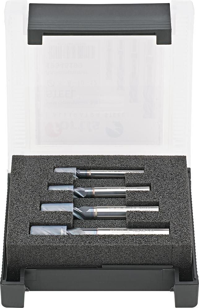 Fortis Schaftfräser Satz 4 teilig 6-12 mm VHM HPC INOX D6527 LHB Carapace Produktbild Fortis Schaftfräser Satz 4 teilig 6-12 mm VHM HPC INOX D6527 LHB Carapace