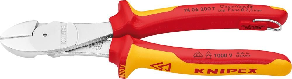 Knipex Kraft Seitenschneider VDE TT 200mm Produktbild Knipex Kraft Seitenschneider VDE TT 200mm