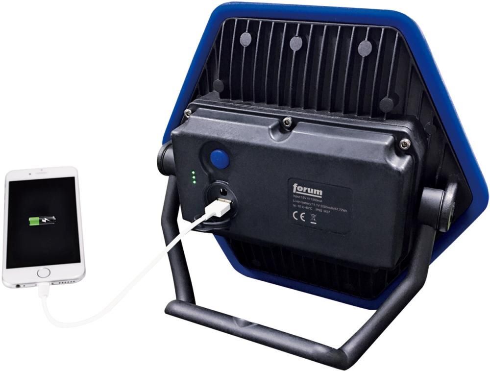 FORUM Akku Arbeitsleuchte LED 50 Watt 1100-4300 Lumen mit Powerbank Produktbild FORUM Akku Arbeitsleuchte LED 50 Watt 1100-4300 Lumen mit Powerbank bild 5