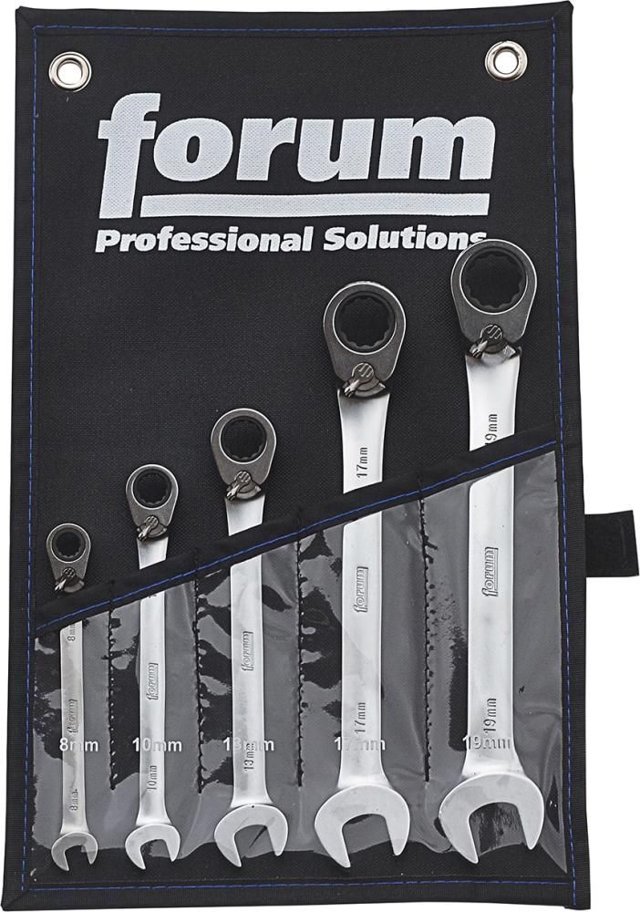 Forum Ratschenschlüssel Satz umschaltbar 8-19 mm 5 teilig in Rolltasche Produktbild Forum Ratschenschlüssel Satz umschaltbar 8-19 mm 5 teilig in Rolltasche