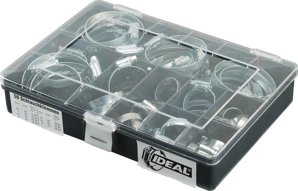 Ideal Schlauchschellen Set W1 sortiert Bandbreite 12 mm 100 Teile Produktbild Ideal Schlauchschellen Set W1 sortiert Bandbreite 12 mm 100 Teile