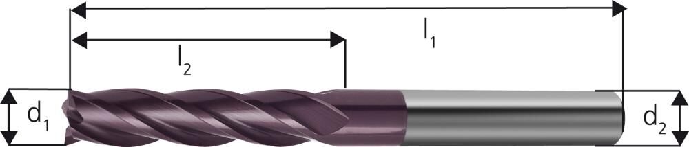 FORUM VHM Schaftfräser WN EL VHM8mm TiALN Z4 Produktbild FORUM VHM Schaftfräser WN EL VHM8mm TiALN Z4