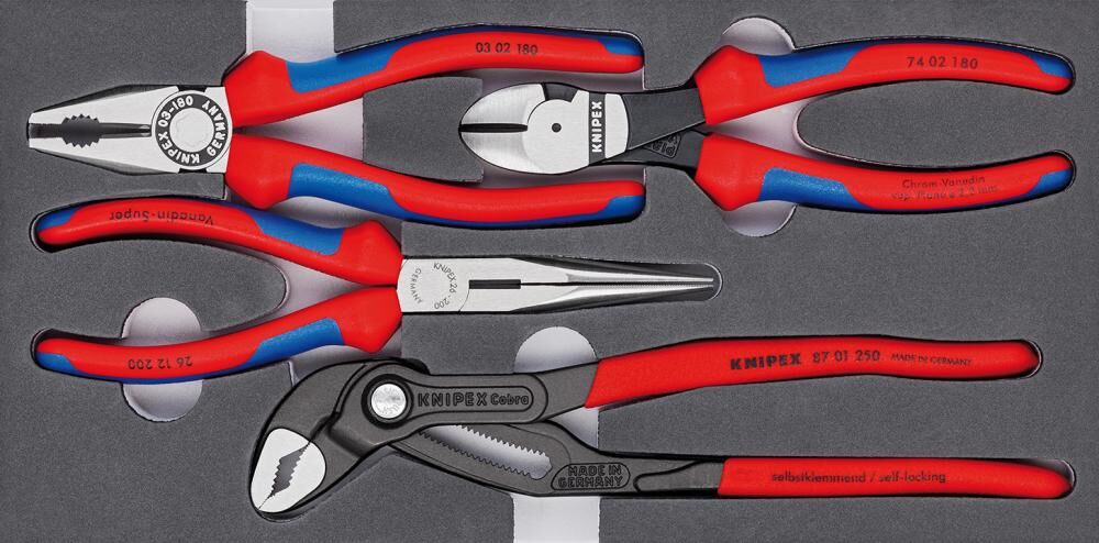 Knipex Zangen Set Basic 4 Teile Schaumeinlage Produktbild Knipex Zangen Set Basic 4 Teile Schaumeinlage