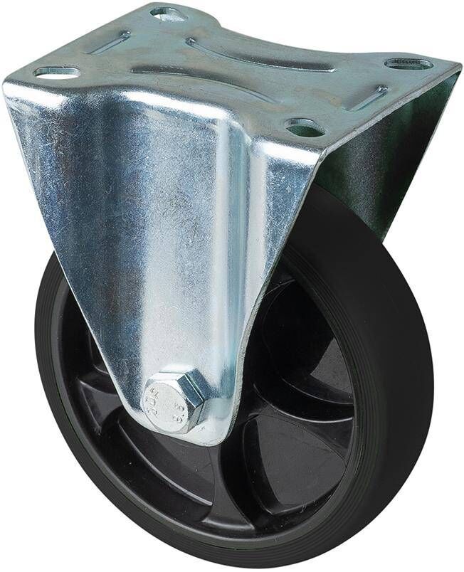 Produktbild BS Rollen Bockrolle 80 mm L400.B44 Platte Gummi und Felge schwarz