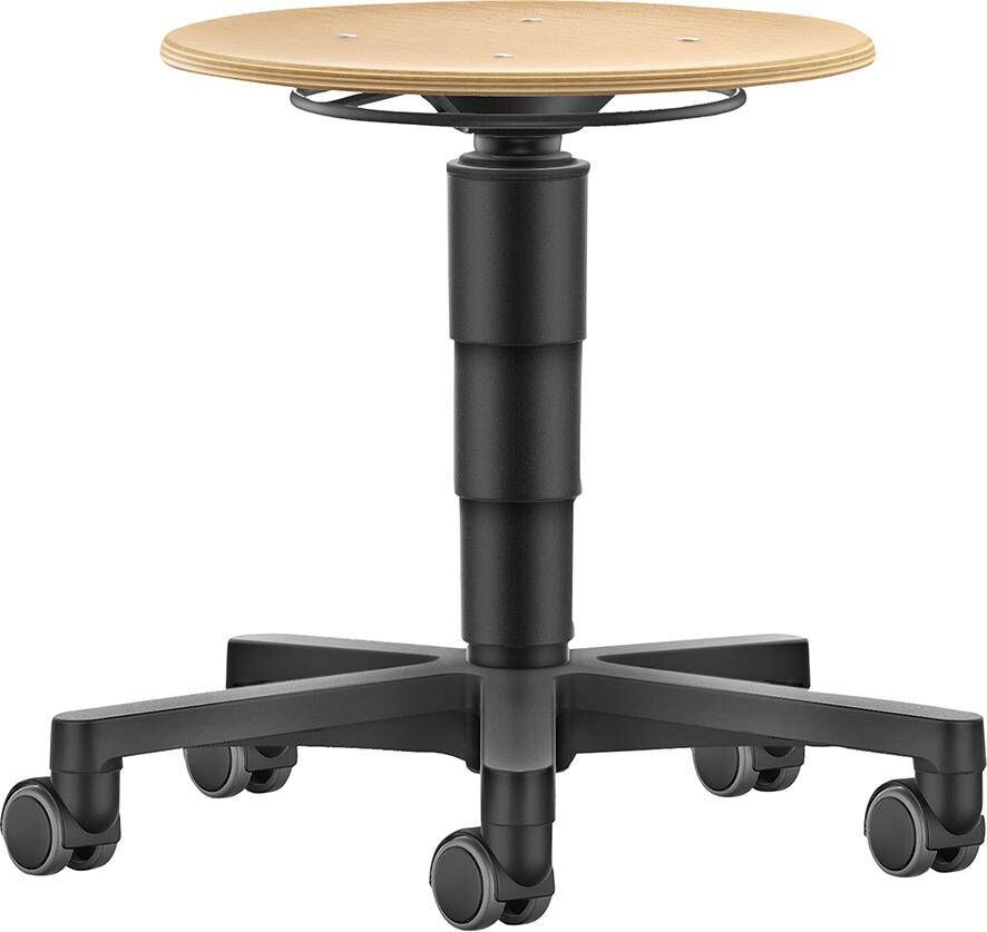 Produktbild Bimos Drehhocker Holz Rundsitz Sitzhöhe 450 - 650 mm mit Rollen