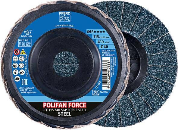 Produktbild Pferd Fächerschleifscheibe 115 mm Korn 40 gerade POLIFAN Z SGP FORCE STEEL