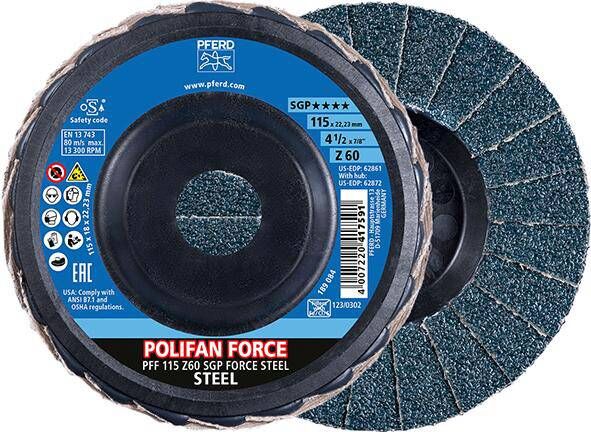 Produktbild Pferd Fächerschleifscheibe 115 mm Korn 60 gerade POLIFAN Z SGP FORCE STEEL