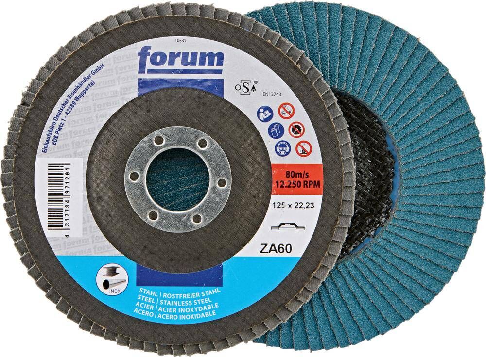 Produktbild FORUM Fächerschleifscheibe 125 mm gerade Zirkonkorund 60 Bohrung 22,23 mm