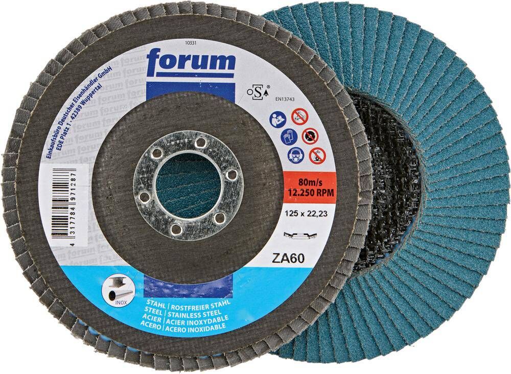 Produktbild FORUM Fächerschleifscheibe 125 mm Zirkonkorund 60 12 grad gewölbt