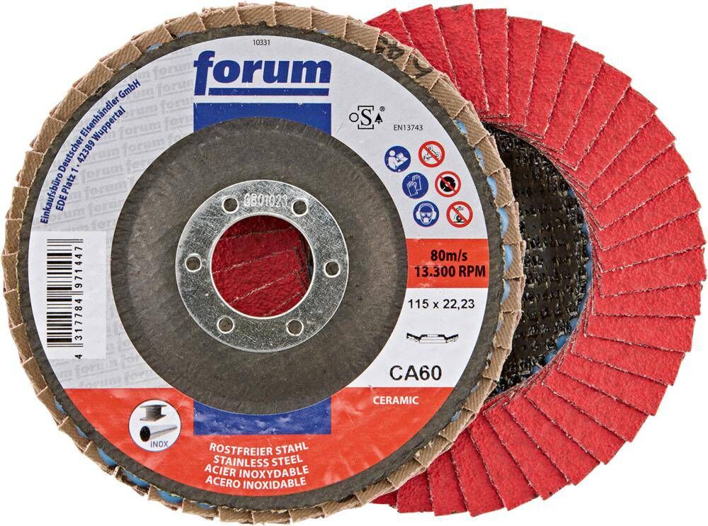 Produktbild FORUM Fächerschleifscheibe 115 mm Keramikkorn 60 12 grad gewölbt