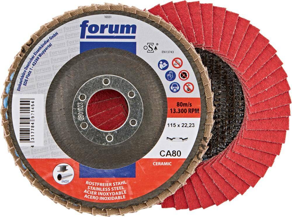 Produktbild FORUM Fächerschleifscheibe 115 mm Keramikkorn 80 12 grad gewölbt