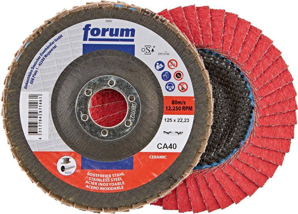 Produktbild FORUM Fächerschleifscheibe 125 mm Keramikkorn 40 12 grad gewölbt
