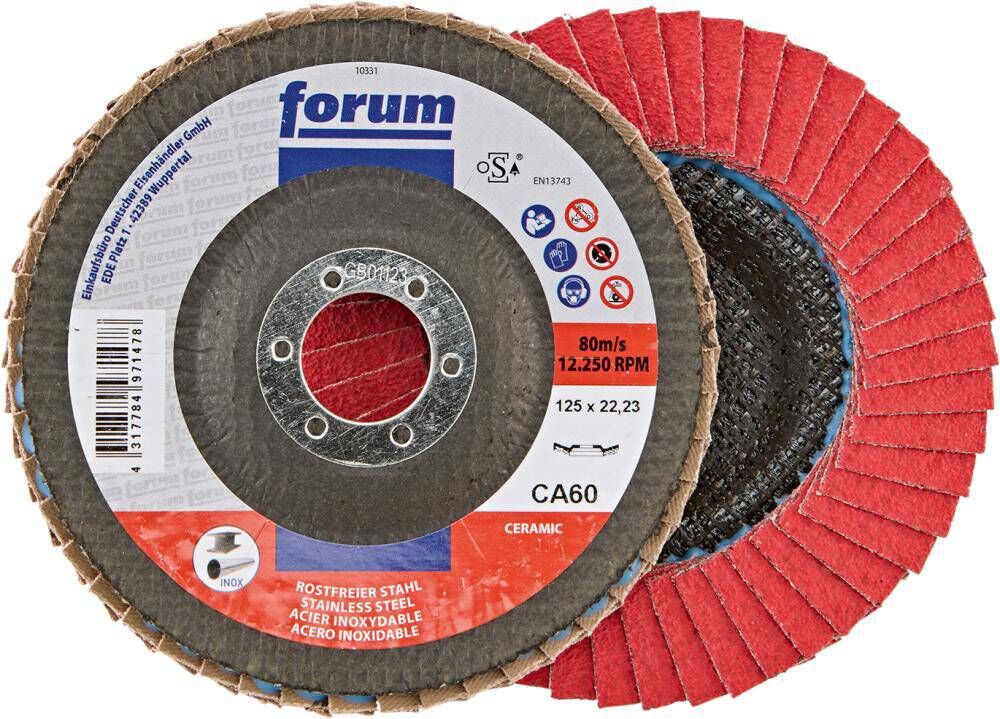 Produktbild FORUM Fächerschleifscheibe 125 mm Keramikkorn 60 12 grad gewölbt