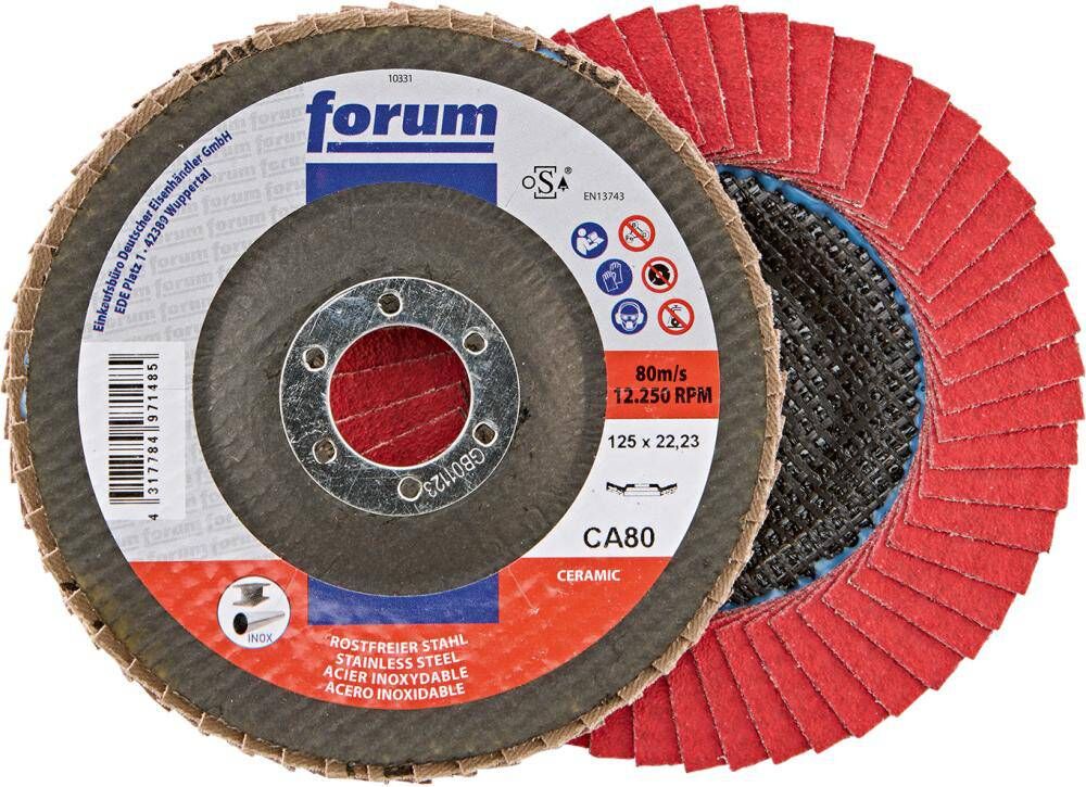 Produktbild FORUM Fächerschleifscheibe 125 mm Keramikkorn 80 12 grad gewölbt