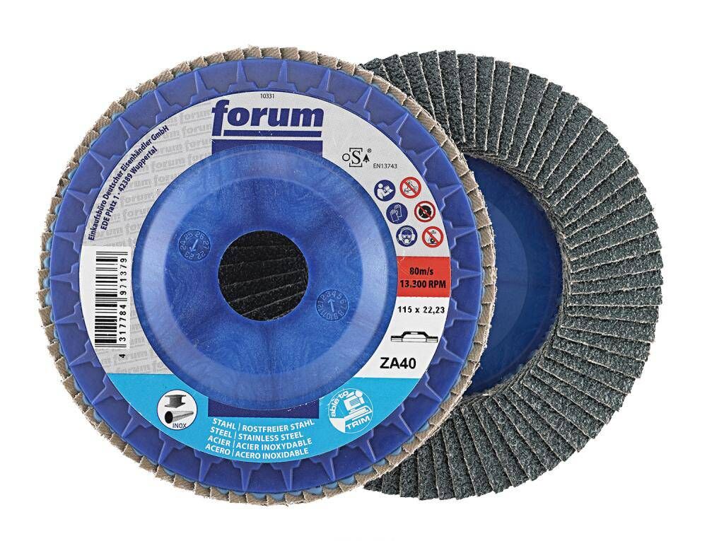 Produktbild FORUM Fächerschleifscheibe 115 mm gewölbt Körnung 40 trimmbar