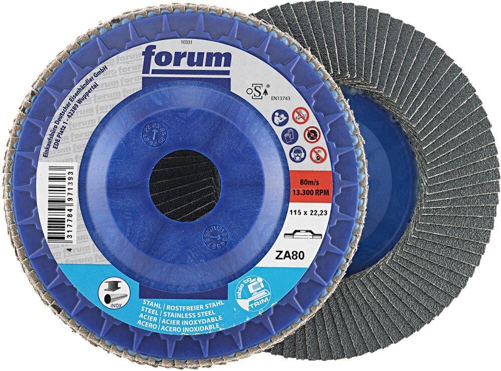 Produktbild FORUM Fächerschleifscheibe 115 mm gewölbt Körnung 80 trimmbar 