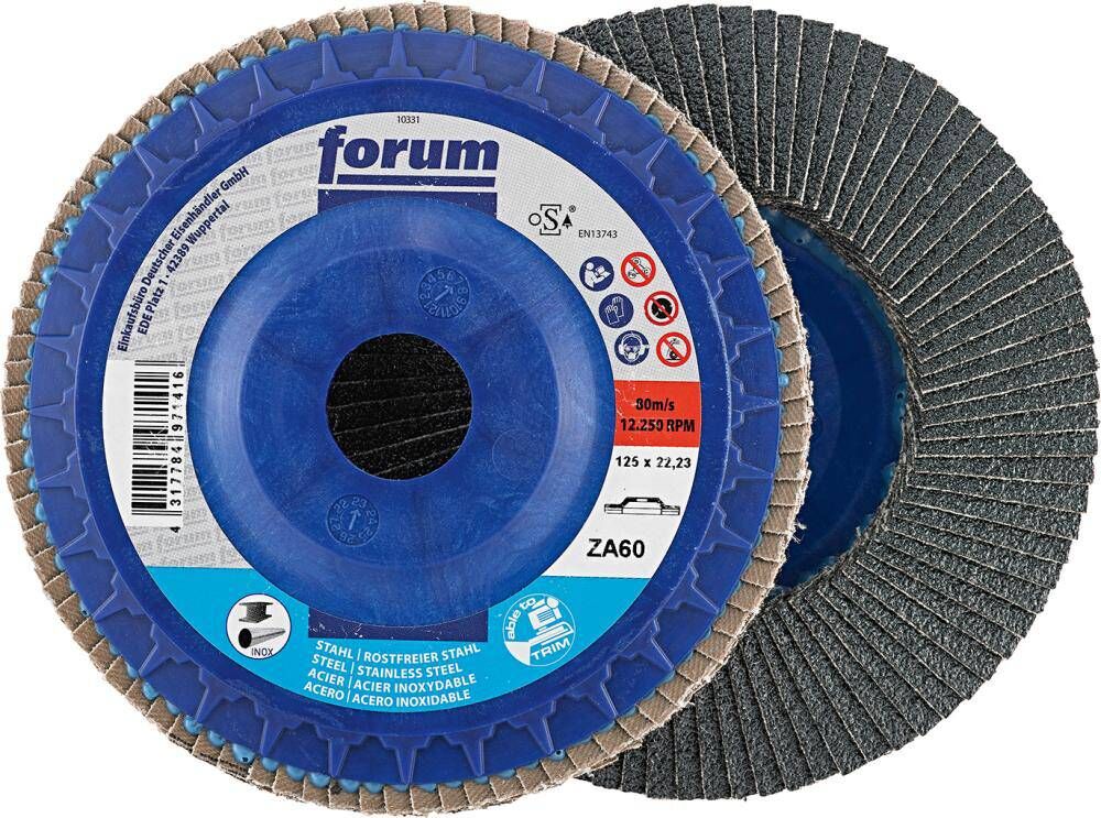 Produktbild FORUM Fächerschleifscheibe 125 mm gewölbt Körnung 60 trimmbar 