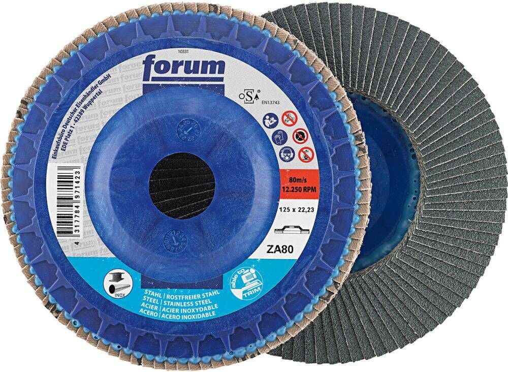 Produktbild FORUM Fächerschleifscheibe 125 mm gewölbt Körnung 80 trimmbar 
