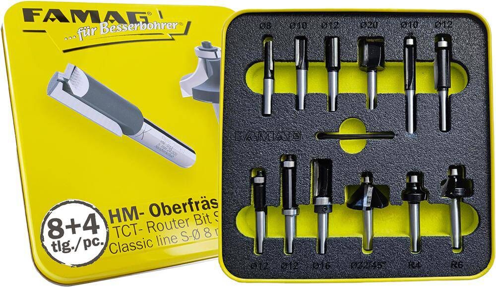 Produktbild Famag HM Fräser Satz Classic line 8+4 teilig in Blechbox