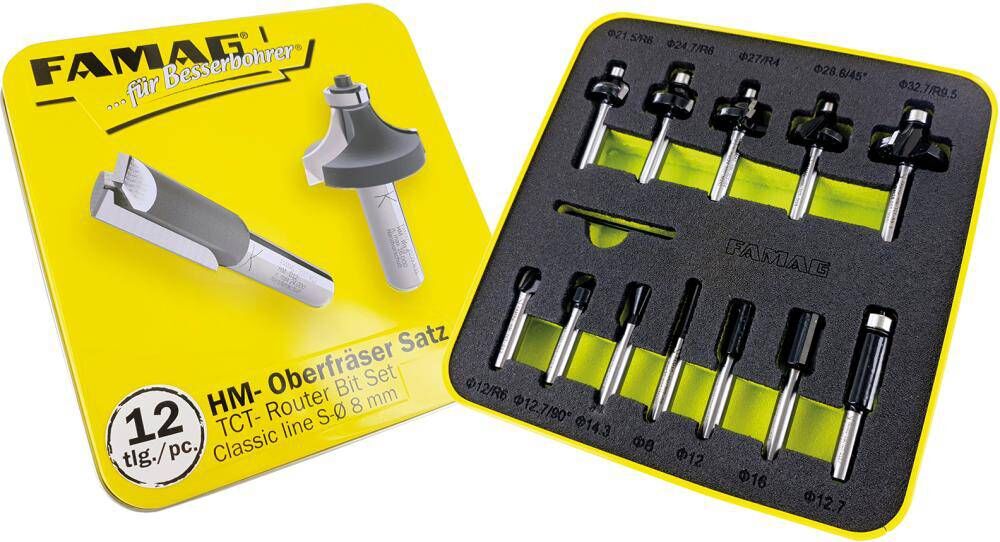Produktbild Famag HM Fräsersatz 12 teilig in Blechbox