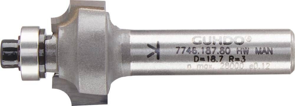 Produktbild Guhdo HW Viertelstabfräser 25,4x12,7x55 mm Radius 6,4 mm Schaft Zylindrisch 8 mm