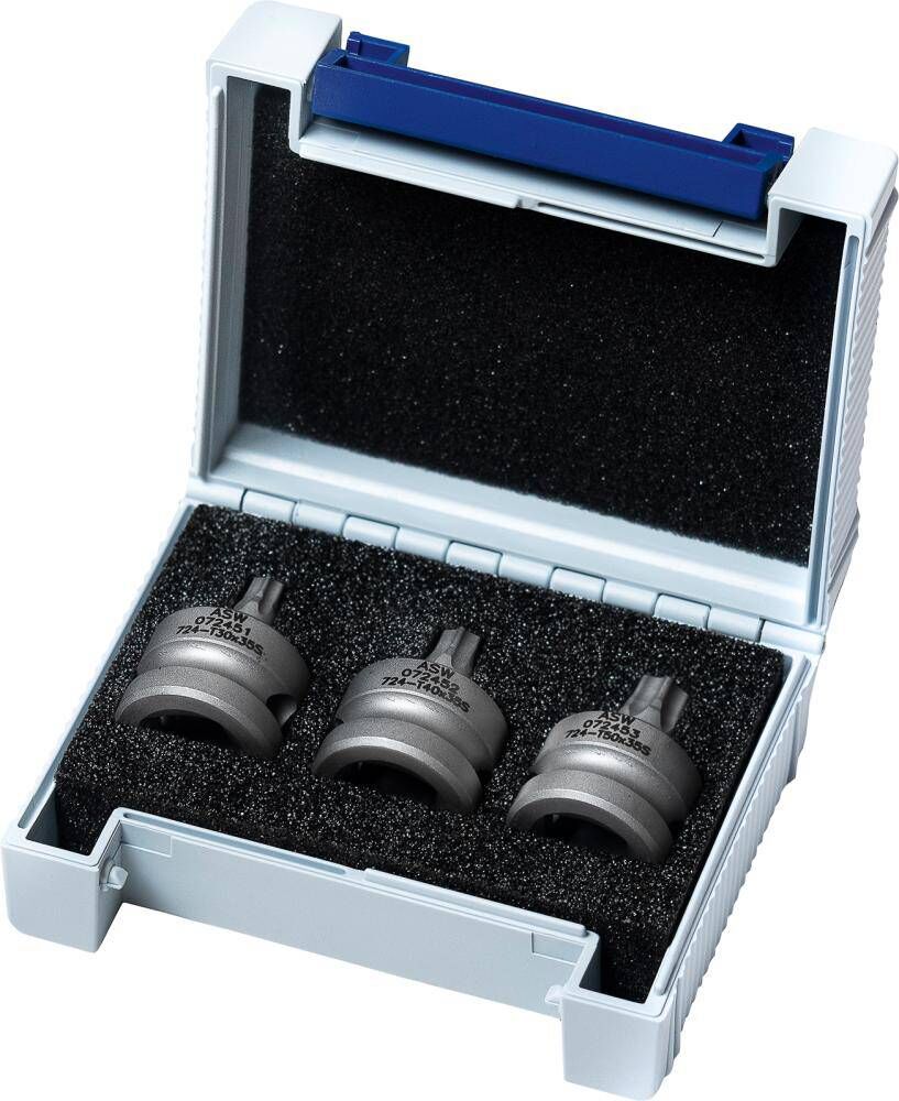 Produktbild ASW Kraft Schraubenddrehersatz 1/2 Zoll 3-teilig T30-T50 Shorty