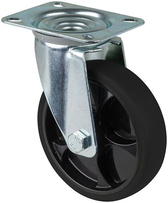 Produktbild BS Rollen Lenkrolle 125 mm L400.B44 Platte Gummi und Felge schwarz