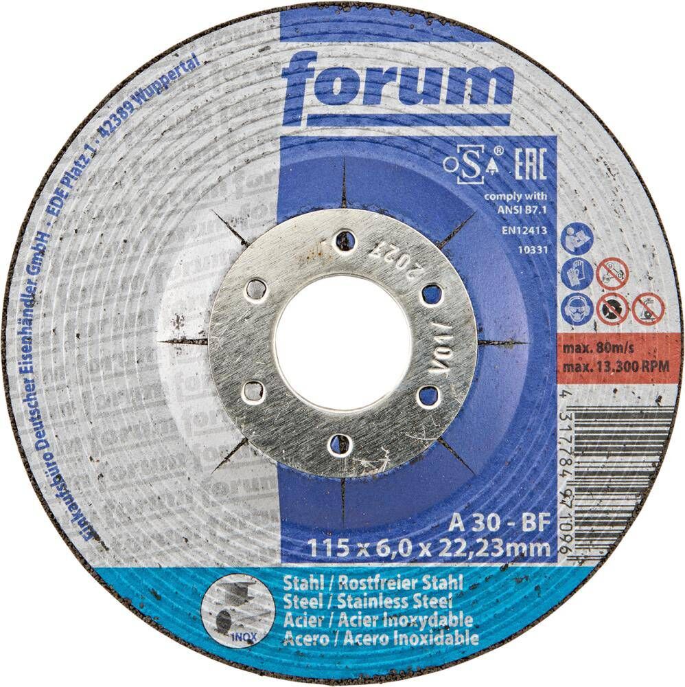 Produktbild FORUM Schruppscheibe Stahl/INOX 115 x 6 mm gekröpft